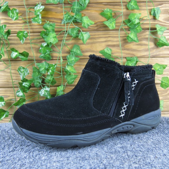 Easy Spirit Seepic Women's 10 Black Suede Leather Ankle Boots Side Zip Comfort - Picture 1 of 8